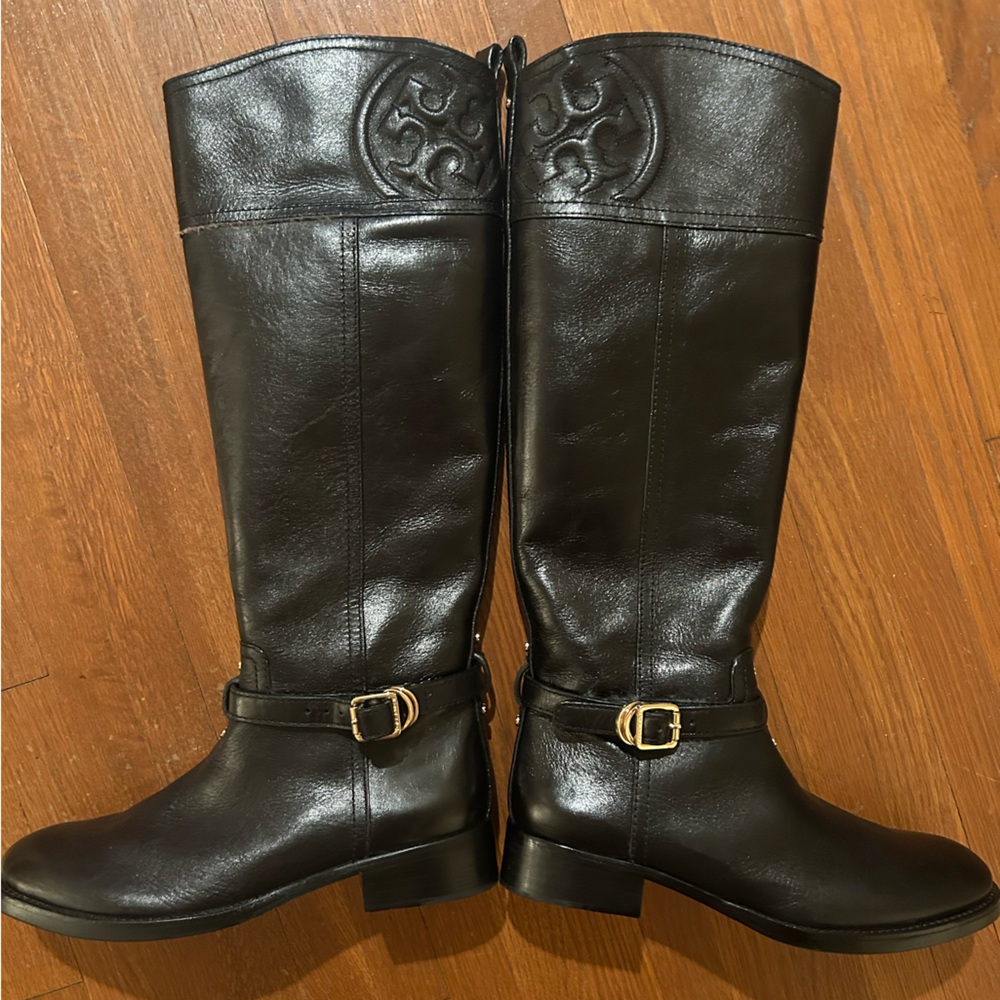 Tory Burch Black Leather Riding Boots